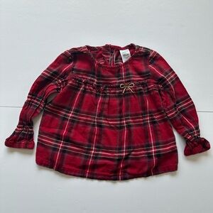 4/20$ Carter's Baby Toddler Red Plaid Blouse with Gold Bow size 18 months